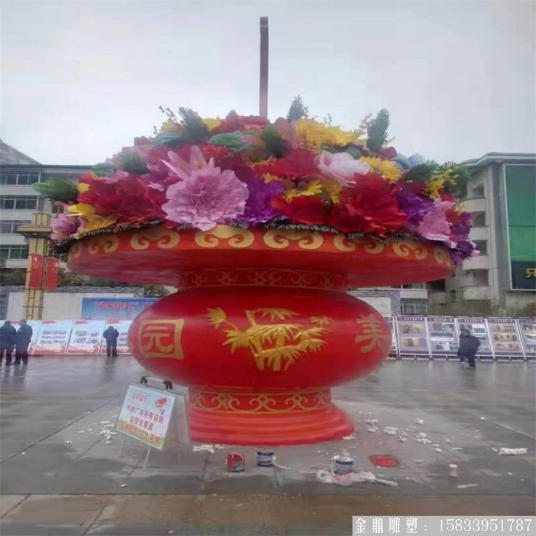 玻璃钢花篮雕塑，仿天安门花篮，花卉绢花花篮10