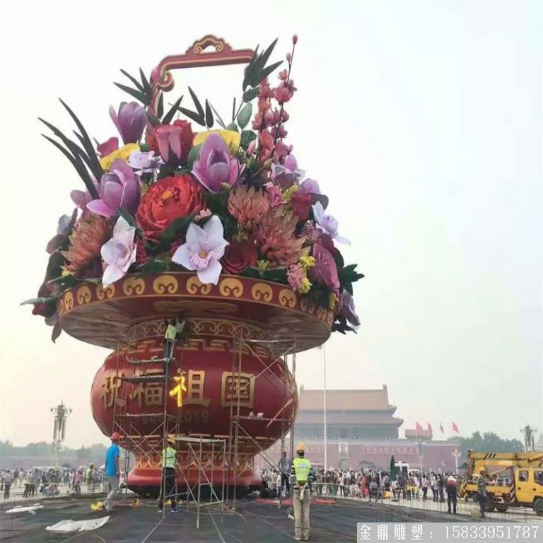 玻璃钢花篮雕塑厂家定制 花篮供应